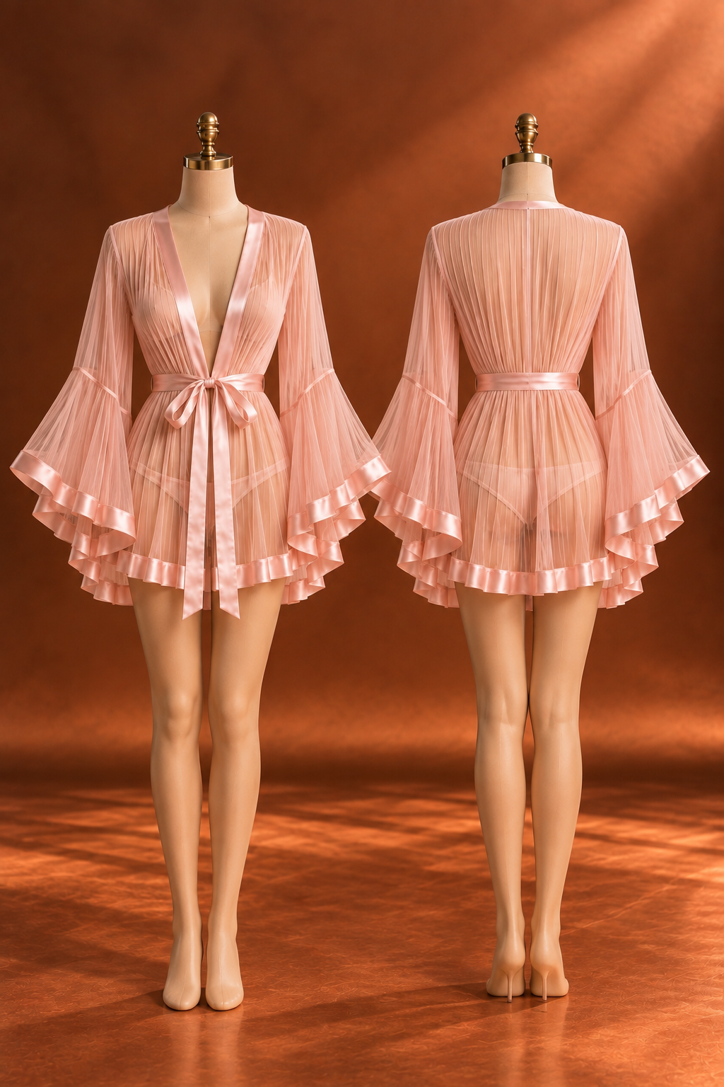 Blush Waterfall Sleeve Mini Robe - Dusty Rose