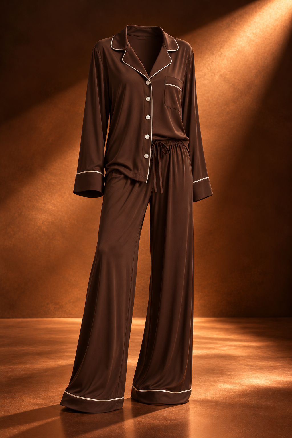 The Modal Pyjamas Set - Chocolate Brown/Silver