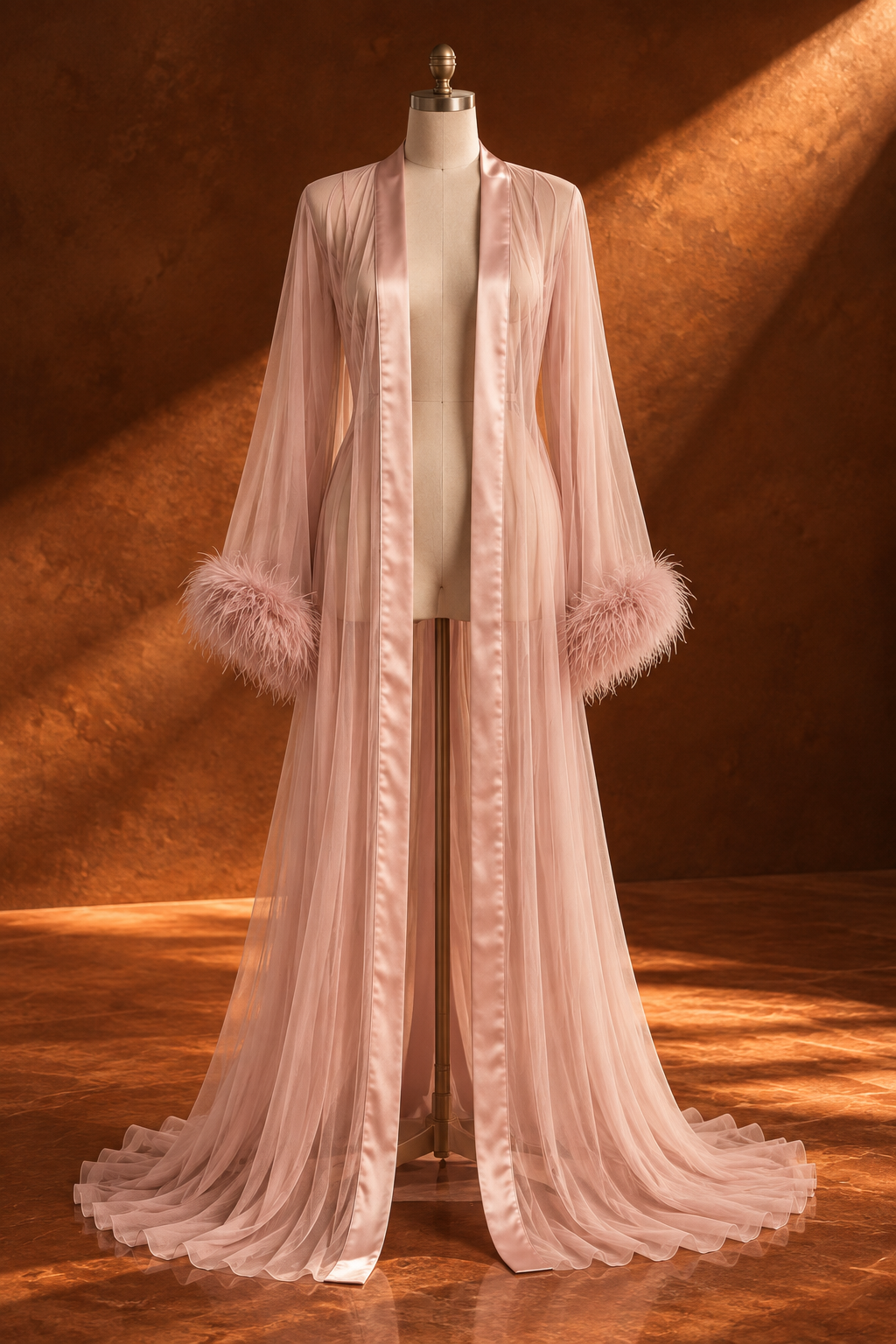 The Tulle Feather Robe - Dusty Rose
